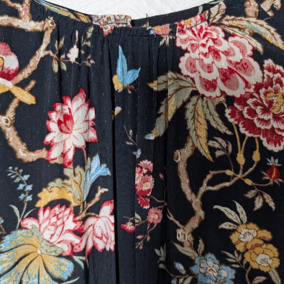 GP & J Baker x H&M Dress Botanical Bird Print Size 12 Calf-Length Textured Boho - Picture 6 of 13